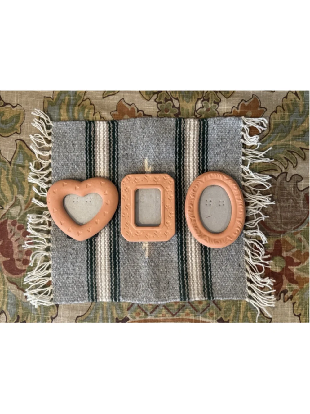 Vintage Terracotta Photo Frame Trio 80s Southwest Boho Cottagecore Small Set